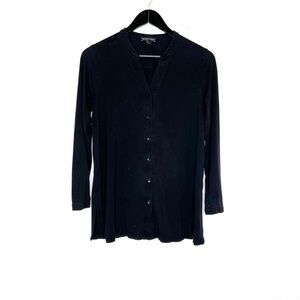 Eileen Fisher Blouse Organic Fabric Tencel Black Tube Sleeve